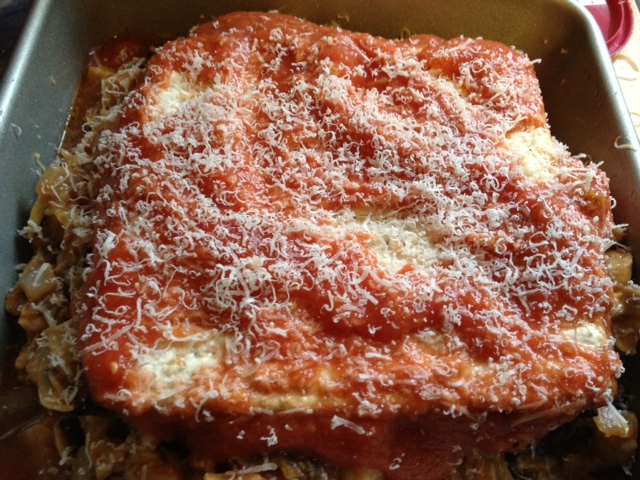 Mushroom matzoh lasagna 6