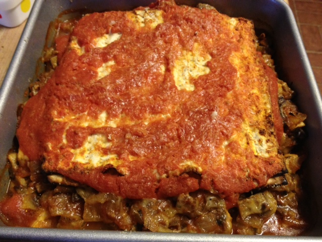 Mushroom matzoh lasagna 7