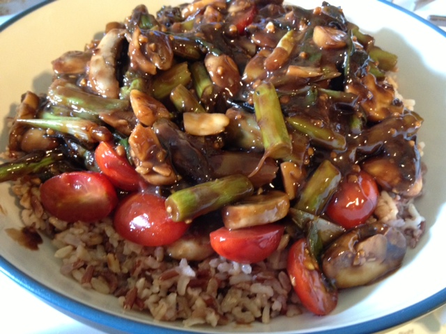 Asparagus, Mushroom and Tomato Stir Fry