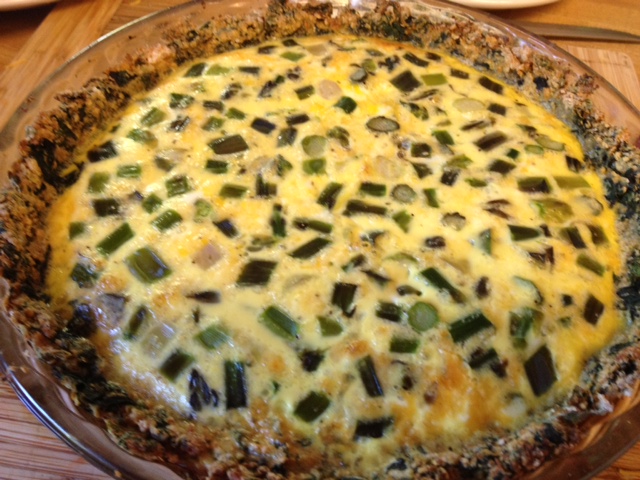 asparagus quiche with spinach crust 8
