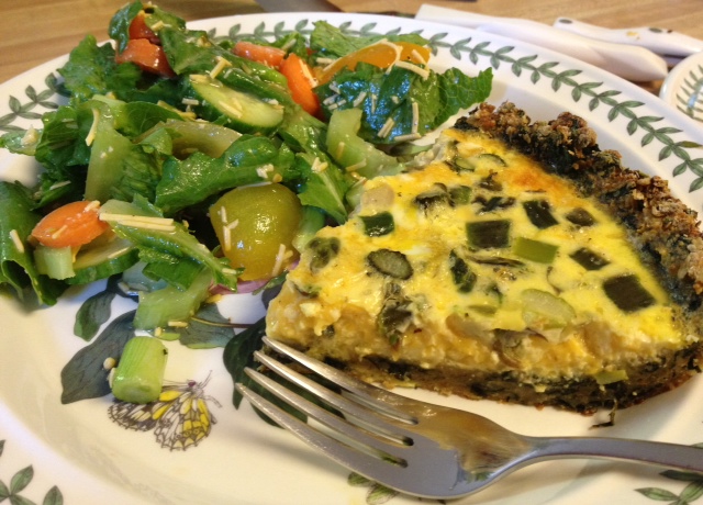 asparagus quiche with spinach crust 9