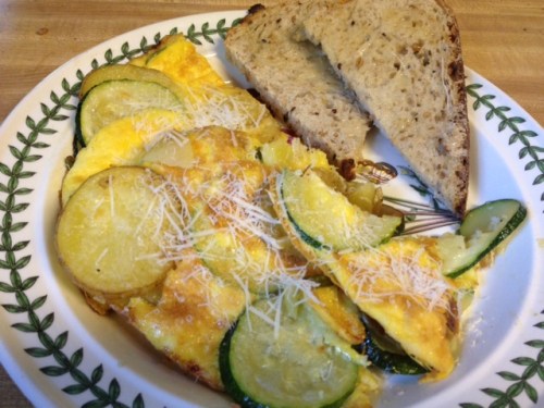 Potato Zucchini Garlic Scape Frittata 9